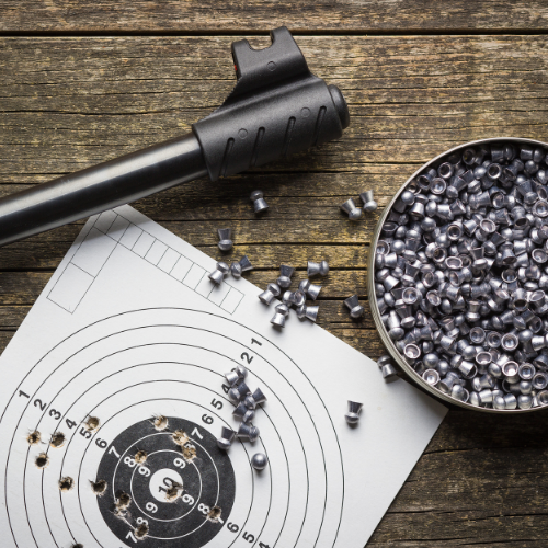 Pellets, target and airgun barrel